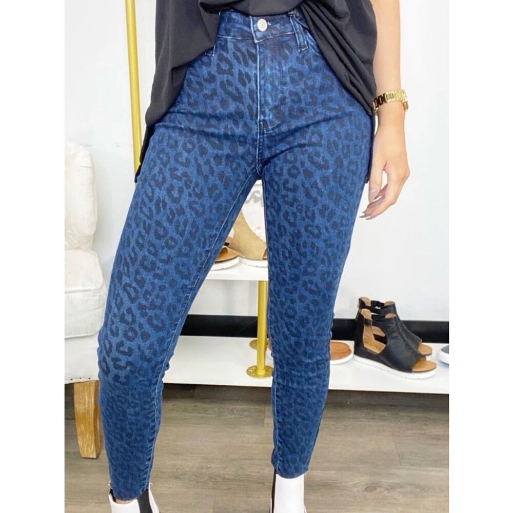 Judy Blue Leopard Skinny ankle Jeans. Sz 9/ 29. Rock and roll, festival, punk